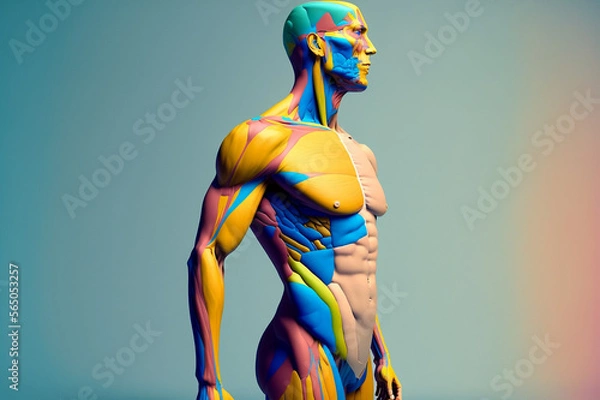 Fototapeta A colorful and dynamic journey through the human body's vital organs, from the heart and brain to the stomach, kidneys, liver, muscles and nervous system, uncovering the mysteries of science.