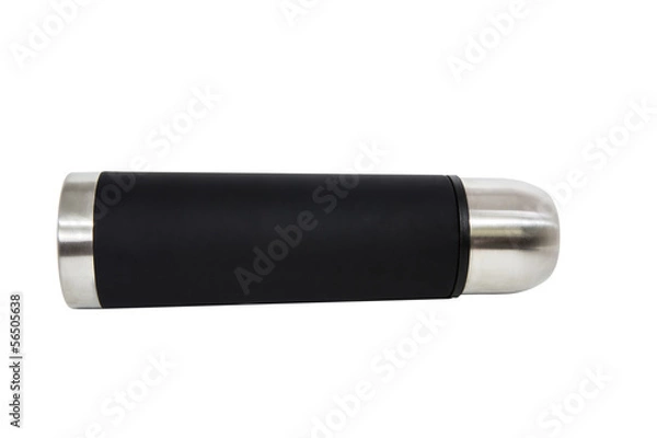 Obraz Thermos flask over white background