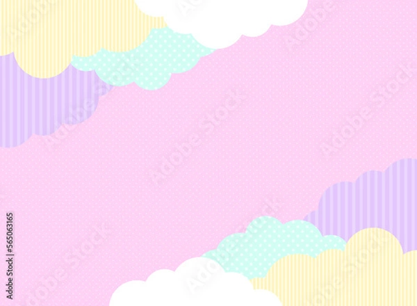 Fototapeta カラフルでポップな雲のフレーム背景