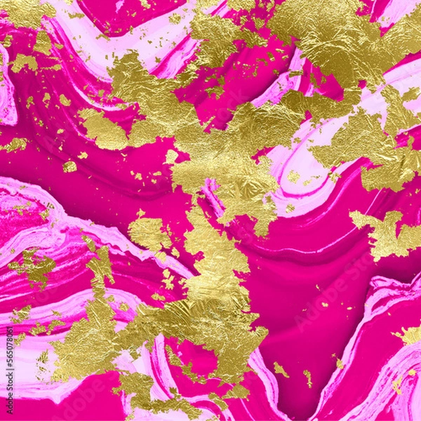 Obraz Pink Agate with Gold Foil