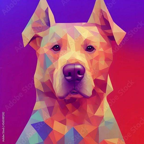 Obraz geometric/abstract background with colourful dog