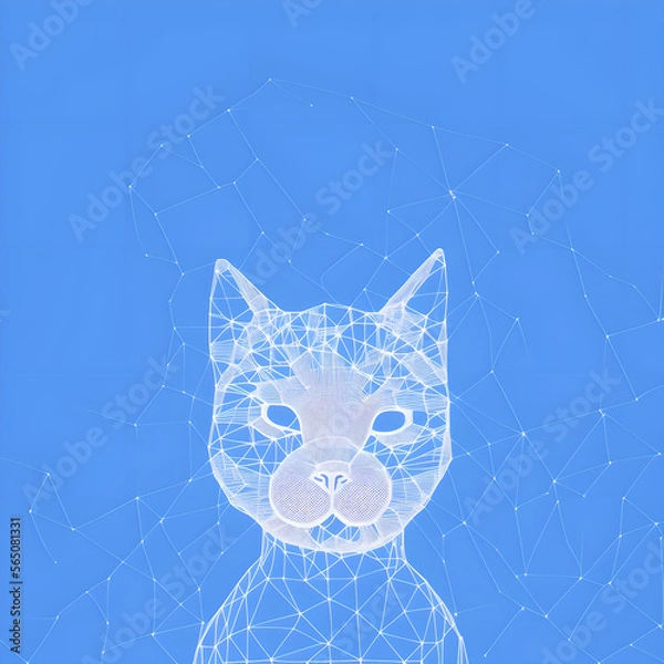 Obraz Wireframe Cat - Hacker, Cyber Security, ghost cat