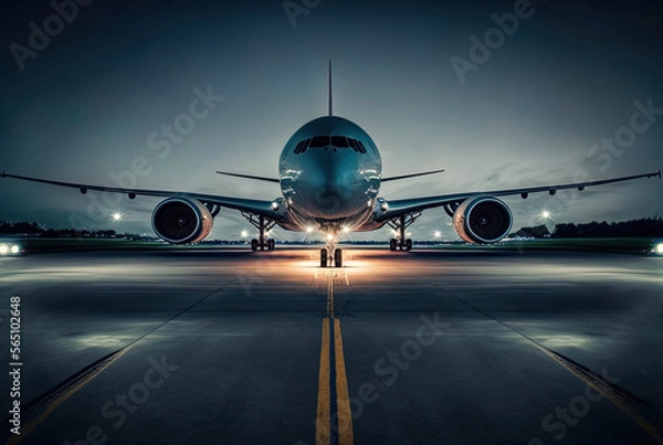 Fototapeta Plane taxiing on the runway. Made with Generative AI.	
