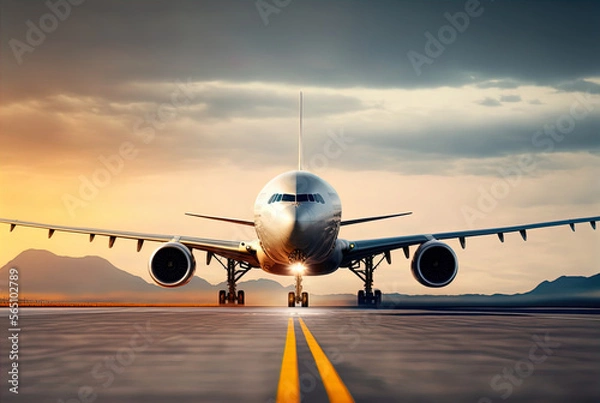 Fototapeta Plane taxiing on the runway. Made with Generative AI.	
