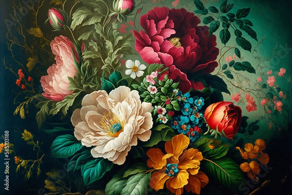 Obraz Beautiful flower bunch - Vintage Style - Generative AI