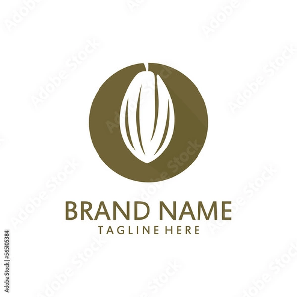 Fototapeta Vector Cocoa Flat Logo Template with White Background