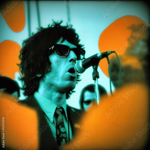 Obraz Indie rock singer, 70s retro style - generative ai