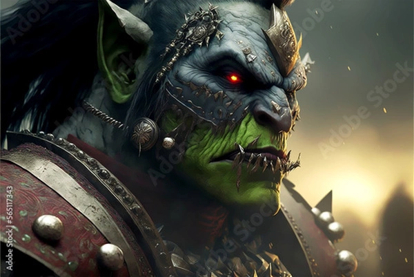 Fototapeta grim orc scary with a mask concept art generative ai illustration