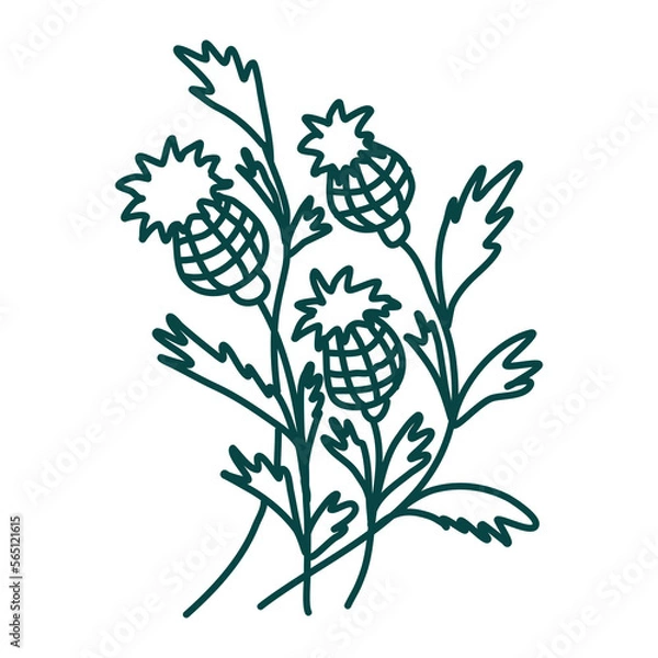 Obraz Hand drawn floral composition. Doodle flowers. Vector art. Botanical element for decoration.