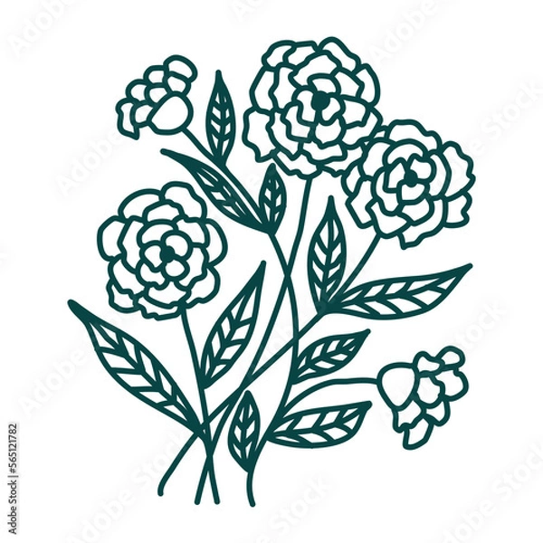 Obraz Hand drawn floral composition. Doodle flowers. Vector art. Botanical element for decoration.