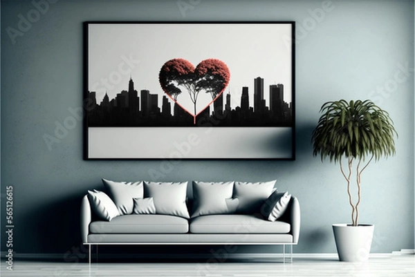 Fototapeta abstract landscape in the city, minimalist style, background, generative ai.