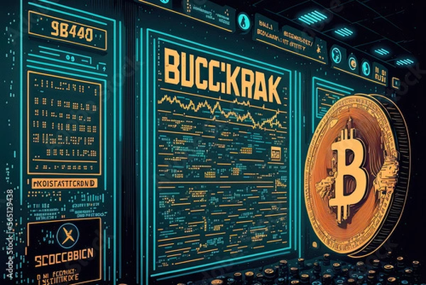 Fototapeta Crypto market trend, Bitcoin trading, data analysis.