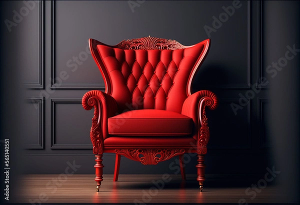 Obraz Luxurious AI-Generated 3D Rendering of a Modern Red Armchair for Stylish Home Decor