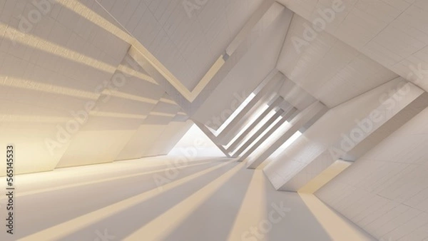 Fototapeta Architecture background geometric arched interior 3d render