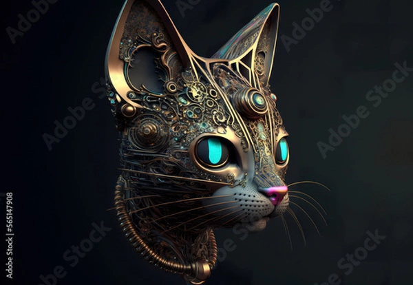 Fototapeta Psychedelic Cat. Generated by Midjourney AI