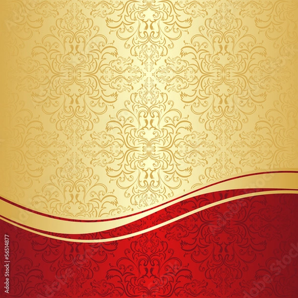 Obraz Luxury ornamental Background: gold and red.