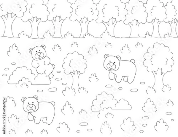 Fototapeta bears cartoon coloring page. you can print it on standard 8.5x11 inch paper
