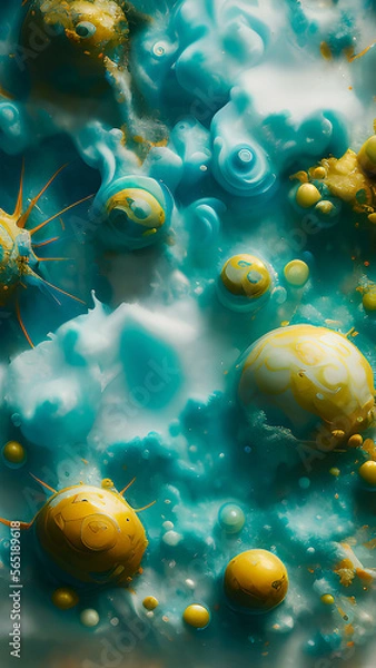 Fototapeta Painted abstraction that looks like corals on a flat surface with colorful shades 7. Generative AI