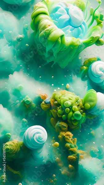 Fototapeta Painted abstraction that looks like corals on a flat surface with colorful shades 3. Generative AI