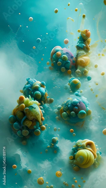 Fototapeta Painted abstraction that looks like corals on a flat surface with colorful shades 4. Generative AI