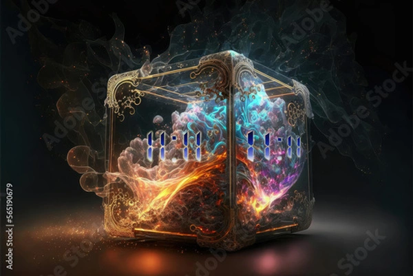 Fototapeta Angel Number 1111 in a Creation Chamber, AI Generated Image of Angel Number in a Symbolic Glass Fractal Container