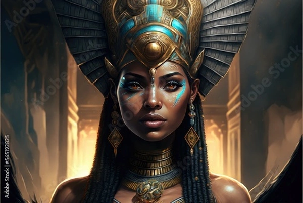 Fototapeta Egyptian Goddess Isis, AI Generated Image of Isis in Afrofuturistic Style