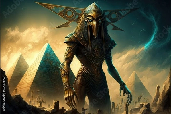 Fototapeta The Egyptian God Thoth, AI Generated Ancient Futurism Image of The God Thoth of Egypt