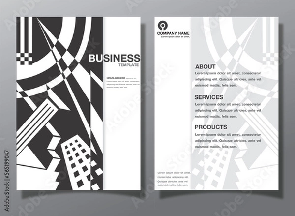 Fototapeta Business Flyer or Cover Design with   Abstract black and white background Design Template