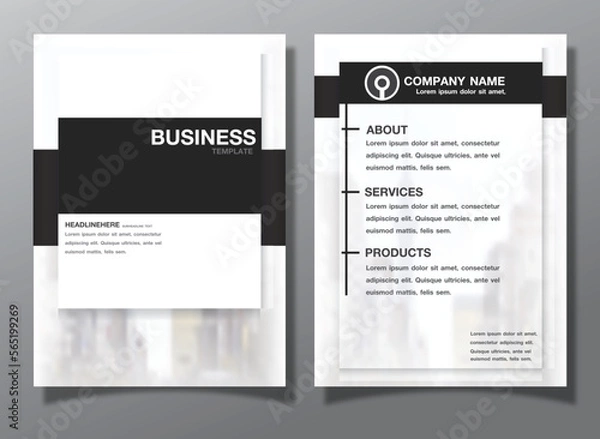 Fototapeta Business Flyer or Cover Design with   Abstract black and white background Design Template