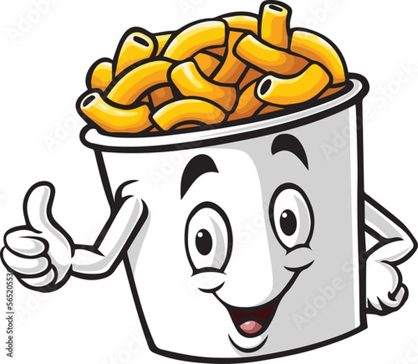 Fototapeta Cup of macaroni mascot character giving thumb up