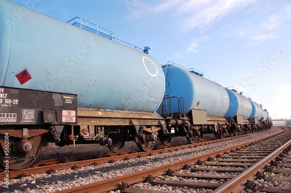 Obraz Blue train with blue silo