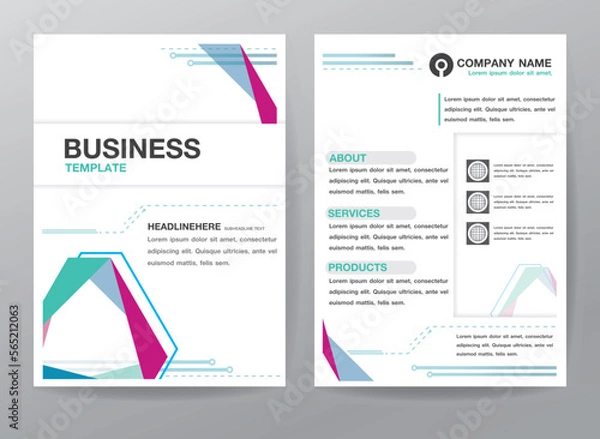 Fototapeta Business Flyer or Cover Design with city in colorful Abstract background Design Template