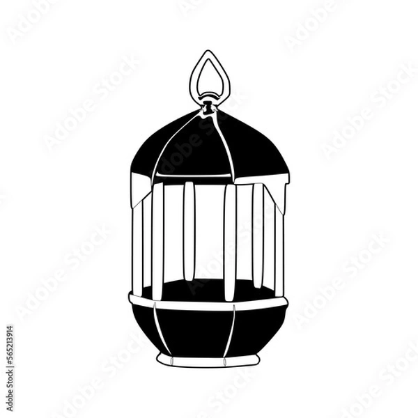 Fototapeta The best black white icon of vintage islamic lantern vector illustration in trendy style, from ramadan icons collection. Editable graphic resources for many purposes.