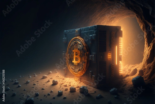 Obraz Bitcoin mining. Generative AI