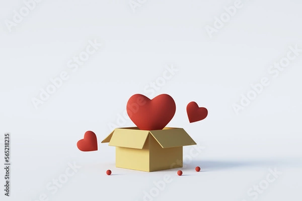 Fototapeta Gift box with heart, 3drendering