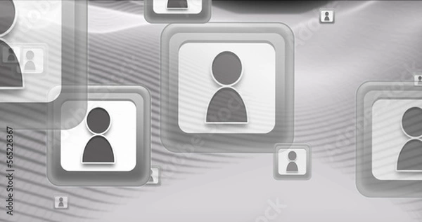 Fototapeta Image of people icons over pattern background