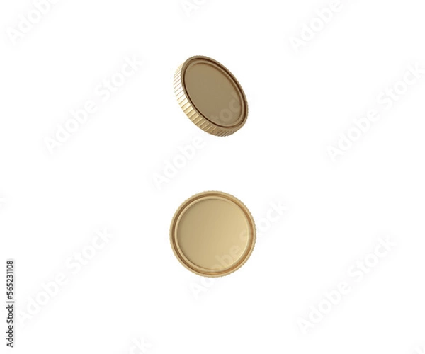 Fototapeta Close up coins isolated on white, 3d rendering