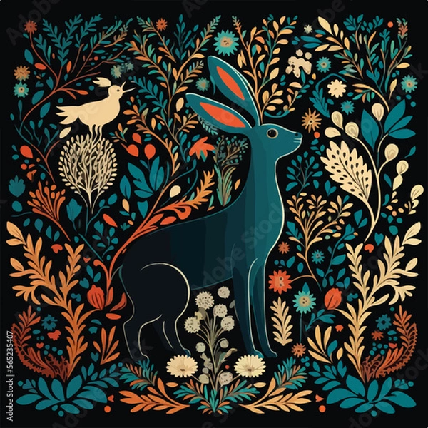 Obraz scandinavian folk pattern rabbit