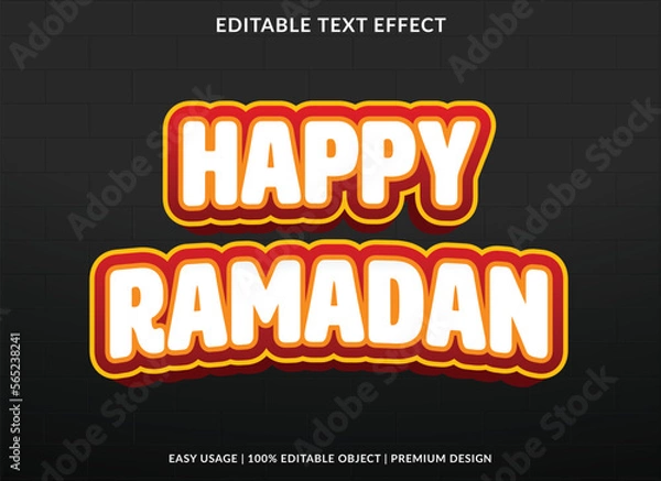 Fototapeta happy ramadan editable text effect template 