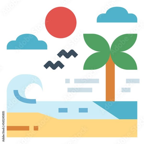 Obraz beach flat icon style