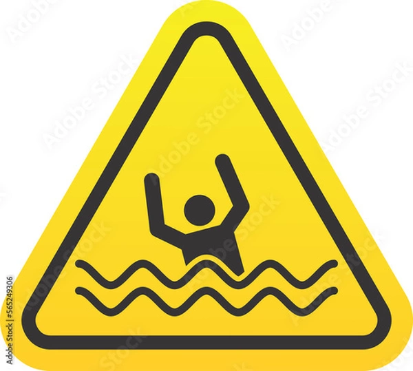 Fototapeta Beware Of Drowning Sign Isolated On White Background. Triangle Warning Symbol Simple, Flat Vector, Icon You Can Use Your Website Design, Mobile App Or Industrial Design. Vector Illustration