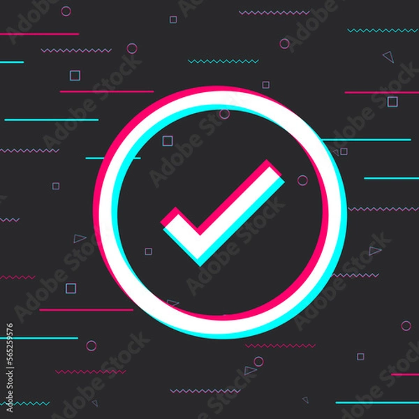 Obraz Ok. Approval, support. Positive answer. Choice. Glitch background. Vector illustration