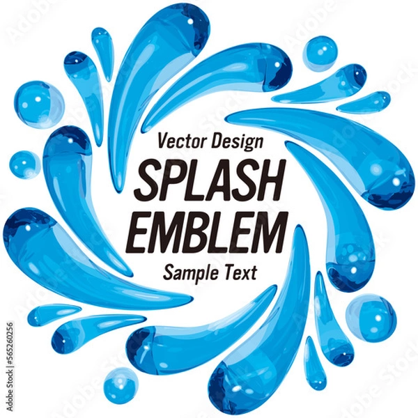 Obraz リアルな水しぶきのエンブレム　ベクターイラストレーション