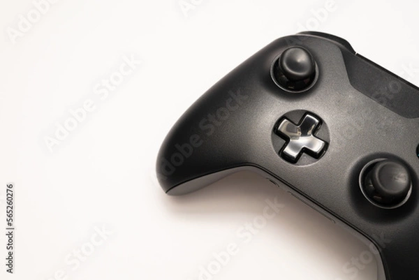 Obraz game controller on white background. Black game controller isolated background.