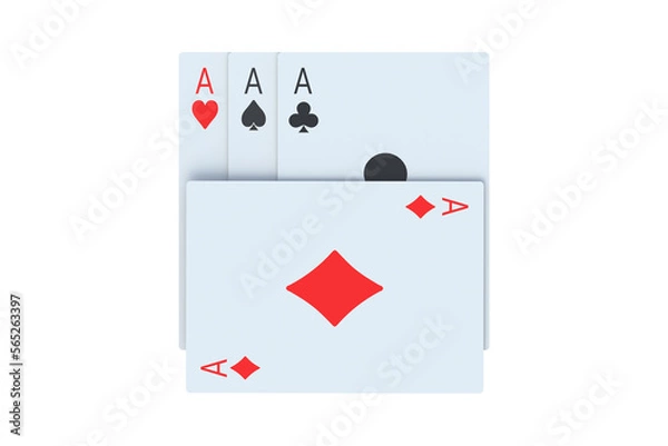 Obraz Playing cards aces isolated on white background. 3d render