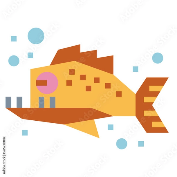 Obraz piranha flat icon style