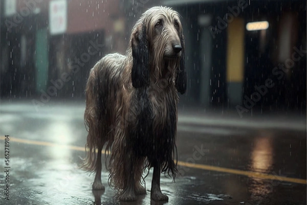 Obraz Afghan-Hound in the rain, generative ai