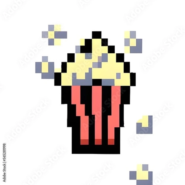 Fototapeta Popcorn pixel art. Generative AI.	