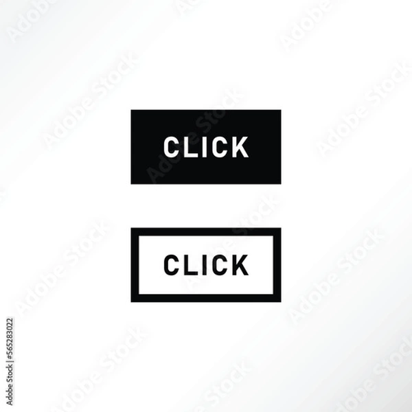 Obraz Click or press here button in vector.