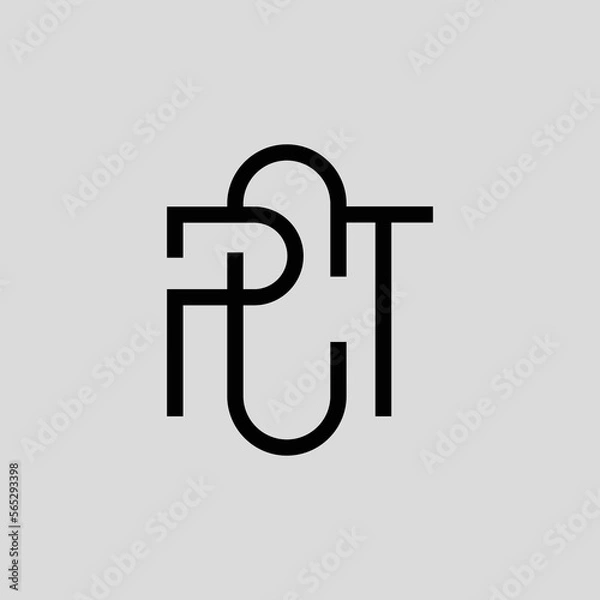 Fototapeta PCT monogram vector logo. Logo made from three letters combined. Logo for company, personal, brand, event, business, and product.